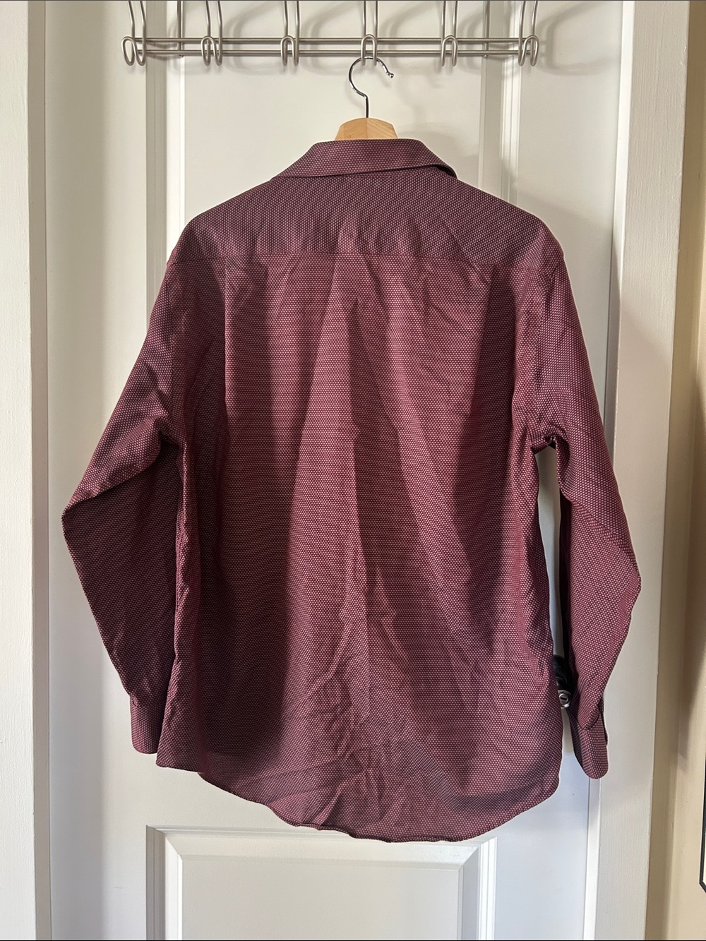 Kenneth Cole Men's Long-Sleeve Dress Shirt — Burgundy Microdot - Picture 5 of 5
